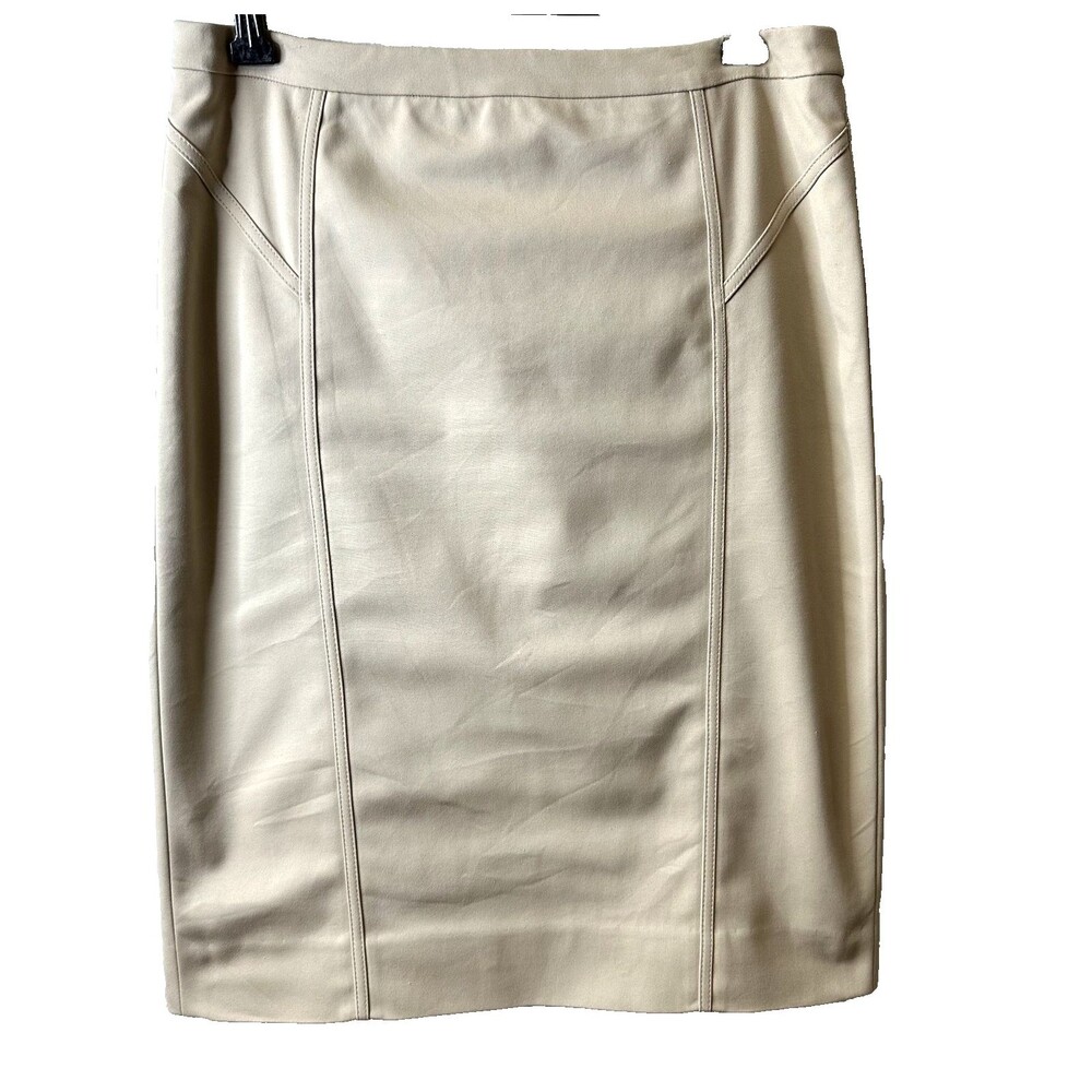 Carlisle Women's Ivory Stretch Cotton Blend Knee Length Pencil Skirt Sz 4